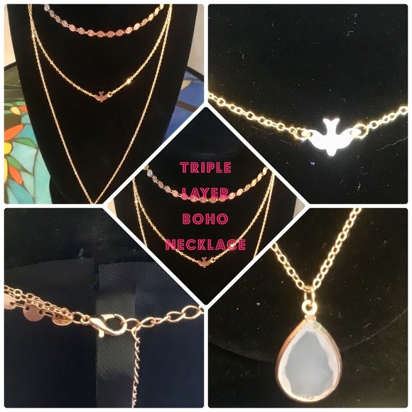 BOHEMIAN ARMENIAN Jewelry - 🥳SOLD! TRIPLE LAYER BOHO NECKLACE DOVE 🕊 PINK